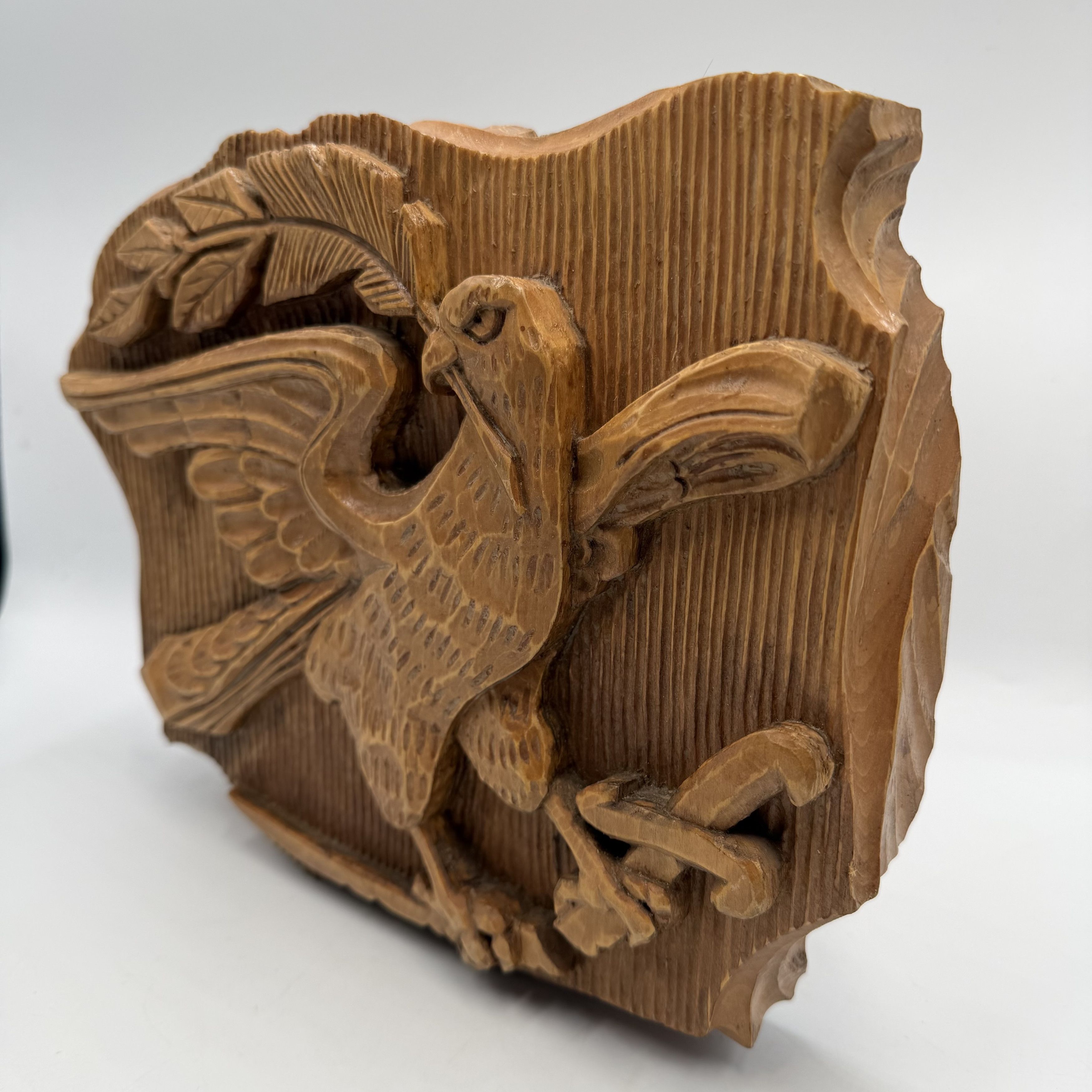 Vintage Vintage Hand Carved Wooden Eagle Wall Plaque Folk Art Signed Size ONE SIZE - 8 Thumbnail
