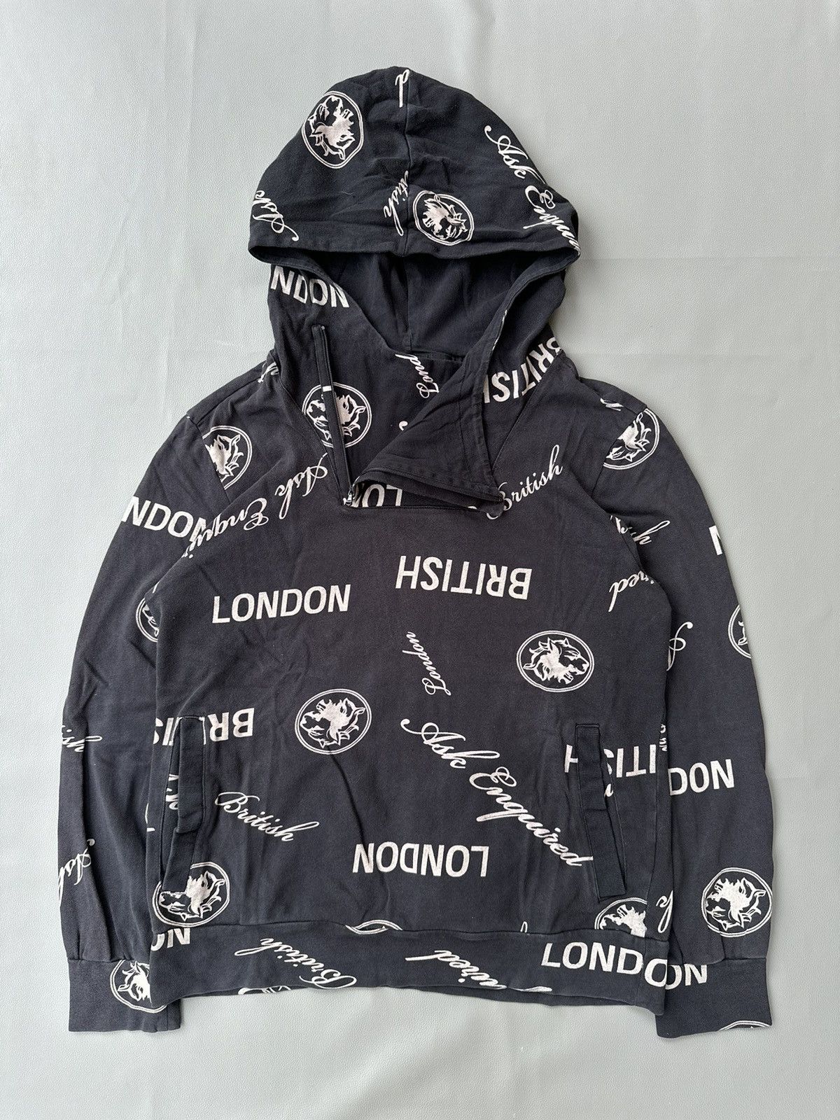 Hysteric Glamour × Le Grande Bleu (L.G.B.) × Yasuyuki Ishii ASK ENQUIRED POEM FADED BRITISH LONDON HOODIE LGB STYLE Size US L / EU 52-54 / 3 - 4 Thumbnail