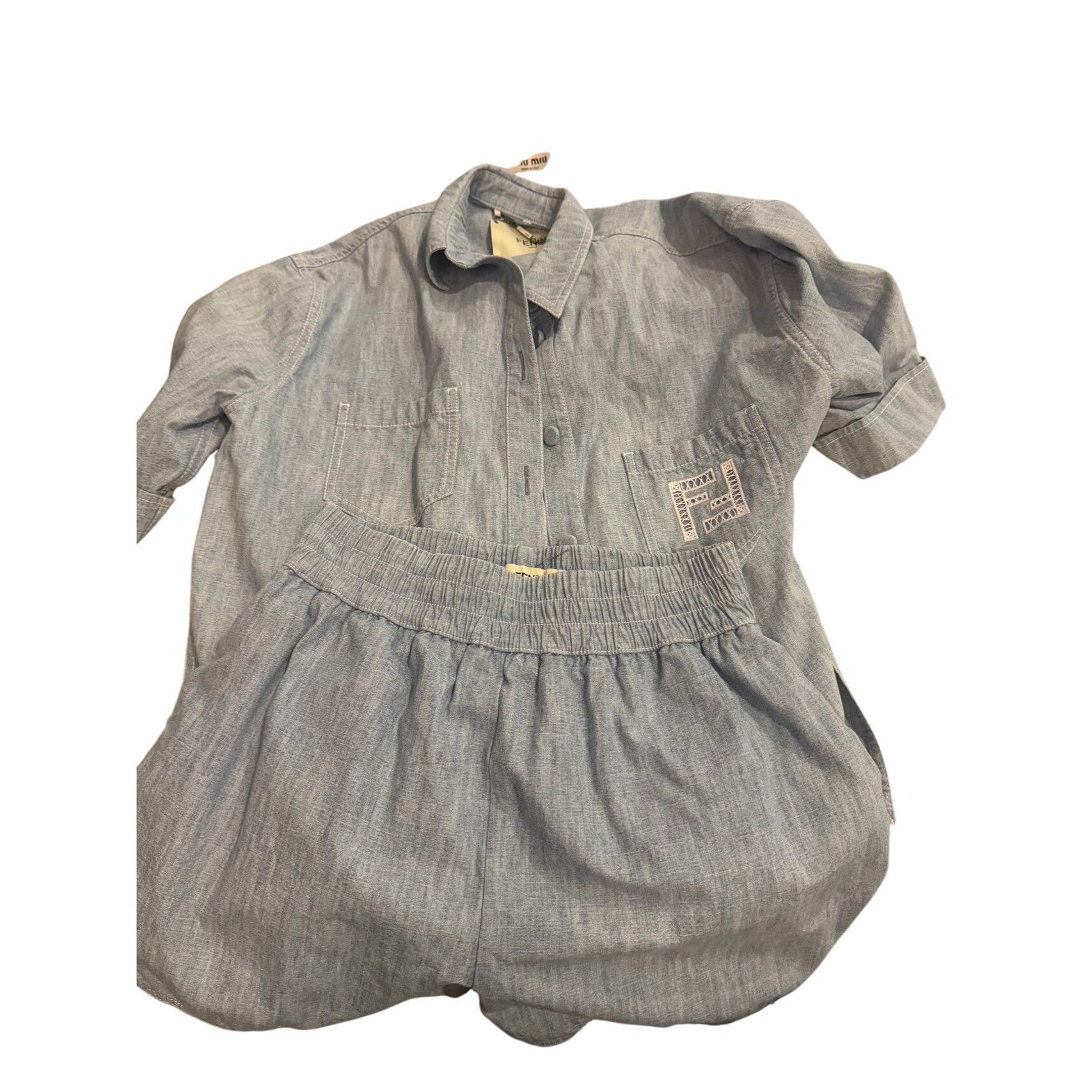 Fendi Fendi Womens Chambray Summer Shorts Made In Italy With Elast Size S / US 4 / IT 40 - 1 Thumbnail