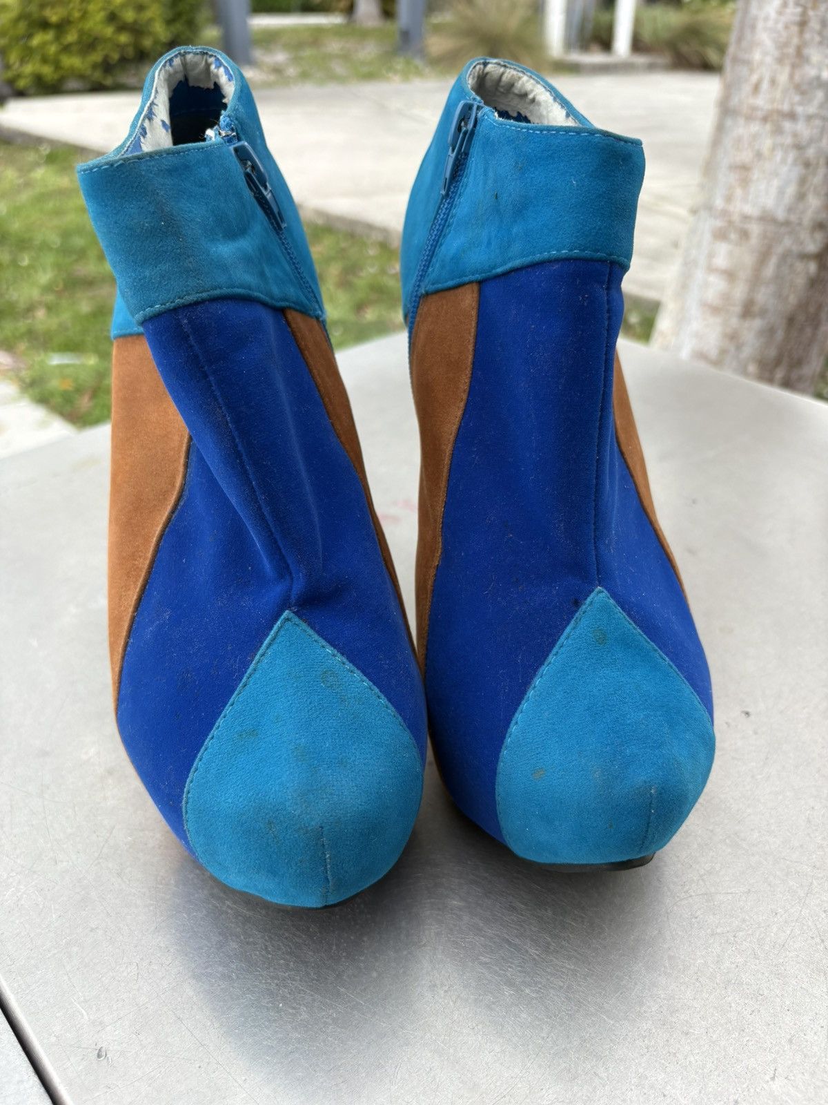 Other Platform Block Heel in BlueBrown Colorblock Suede SideZip 10 Size US 10 / IT 40 - 5 Thumbnail