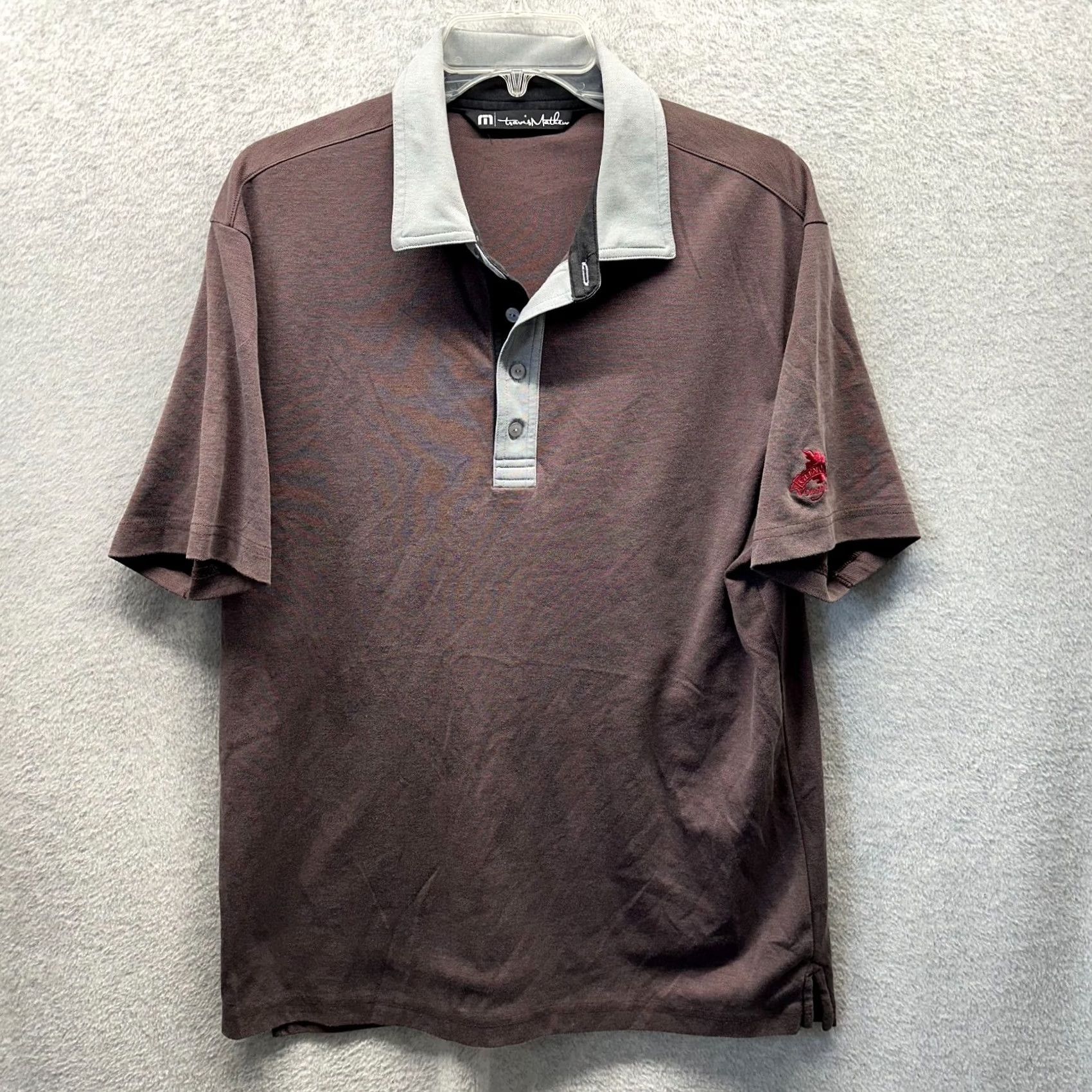TravisMathew Travis Mathew Polo Shirt Adult Large Brown Gray Pima Cotton Polyester Tech Mens Size US L / EU 52-54 / 3 - 2 Thumbnail