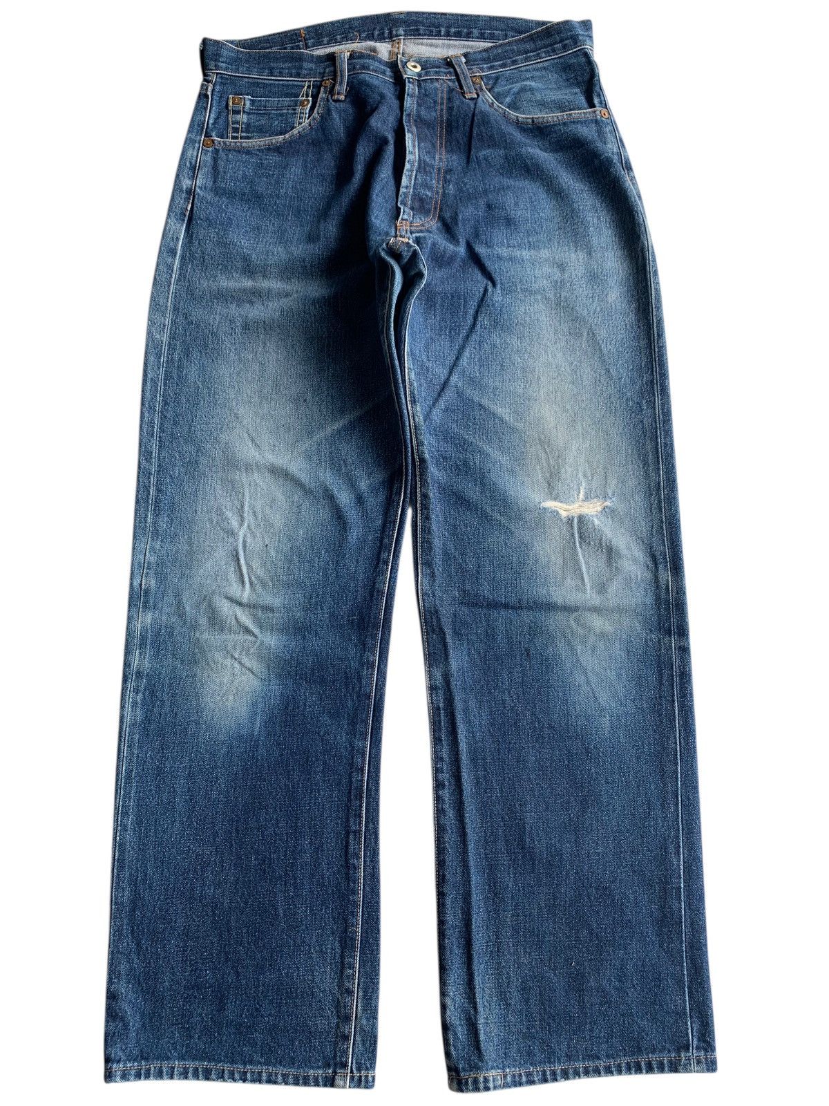 Japanese Brand × Jean Unknown Japanese Selvedge Button Fly Distressed Denim Size US 34 / EU 50 - 1 Thumbnail