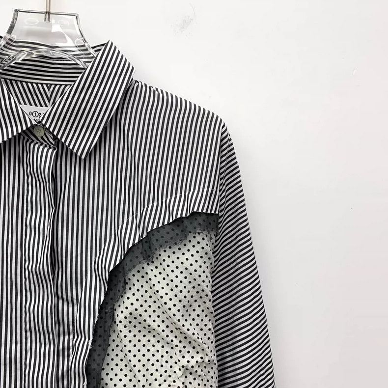Maison Margiela Striped Polka Dot Long Sleeve Cotton Shirt-2506 Size L / US 10 / IT 46 - 3 Thumbnail