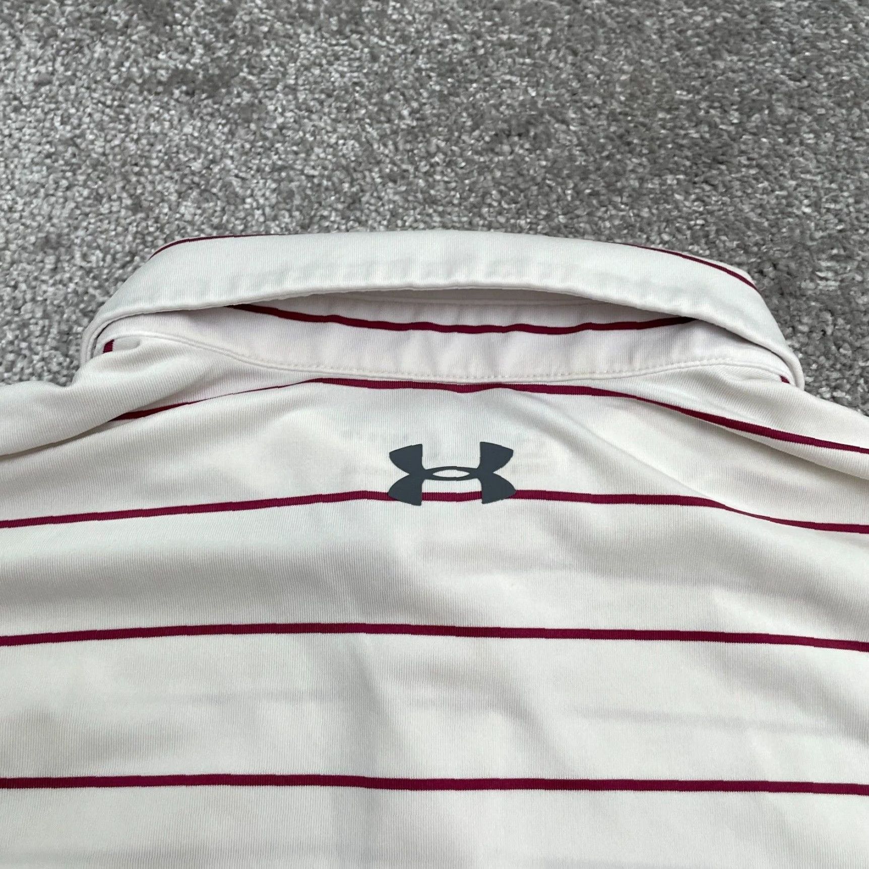 Under Armour Under Armour HeatGear Polo Shirt Mens L White Striped Short Sleeve Golf Activewear Top Size US L / EU 52-54 / 3 - 4 Thumbnail
