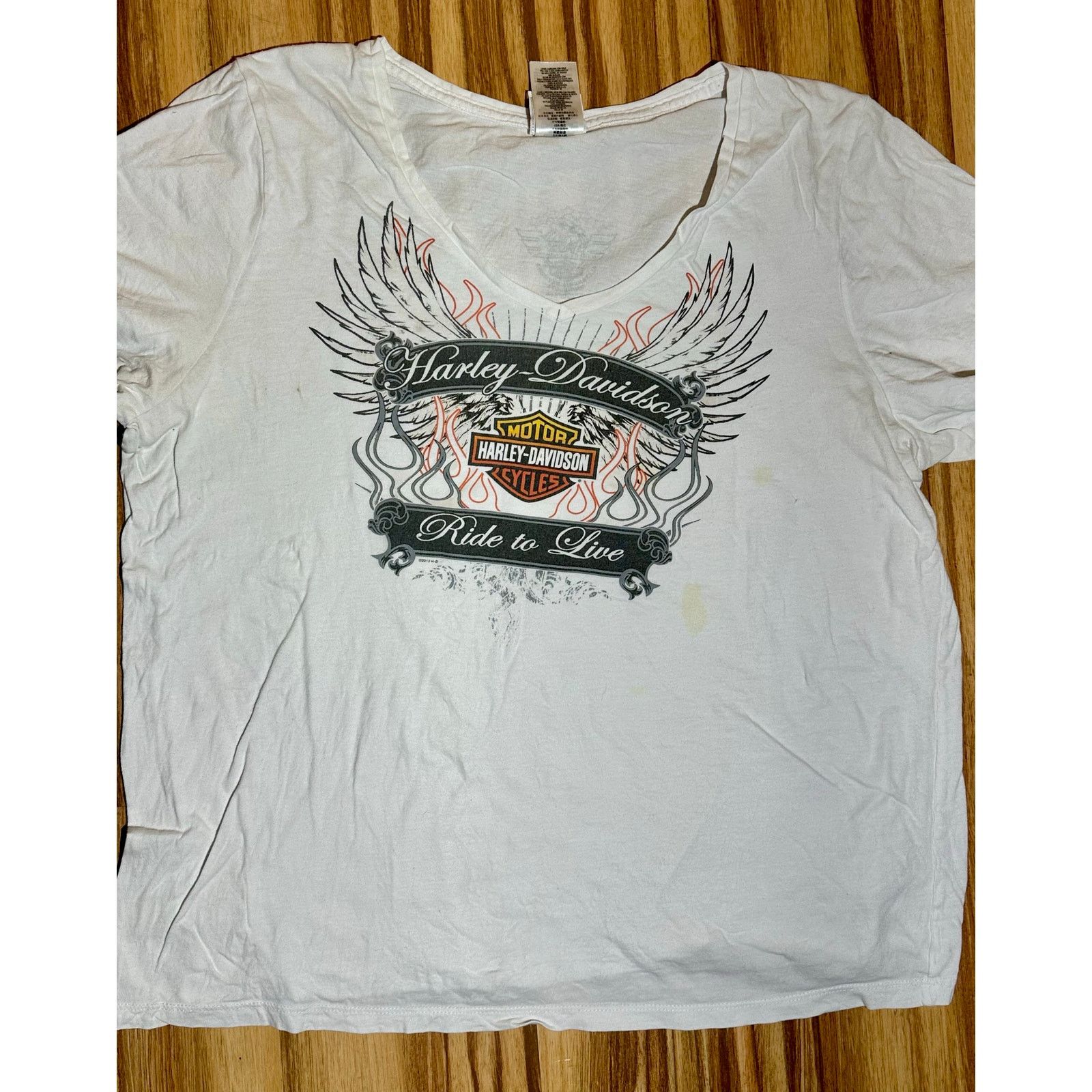 Harley Davidson Harley Davidson Ride To Live Alexandria MN. White V-Neck Size XL / US 12-14 / IT 48-50 - 2 Thumbnail