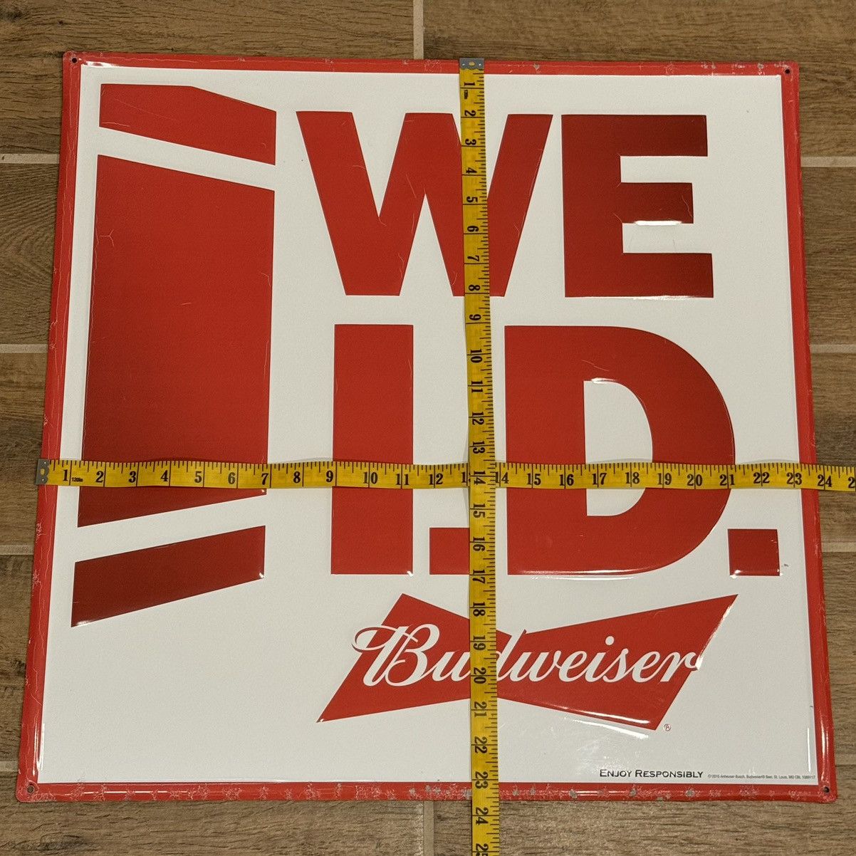 Budweiser × Vintage 2015 Budweiser “WE I.D.” | 24x24in | Beer Tin Bar Sign Size ONE SIZE - 2 Thumbnail