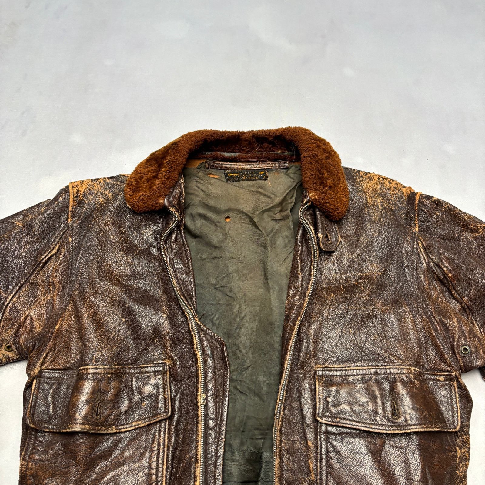 Vintage Vintage 50s USN G-1 Leather Flight Jacket L.W. Foste Size US M / EU 48-50 / 2 - 2 Thumbnail