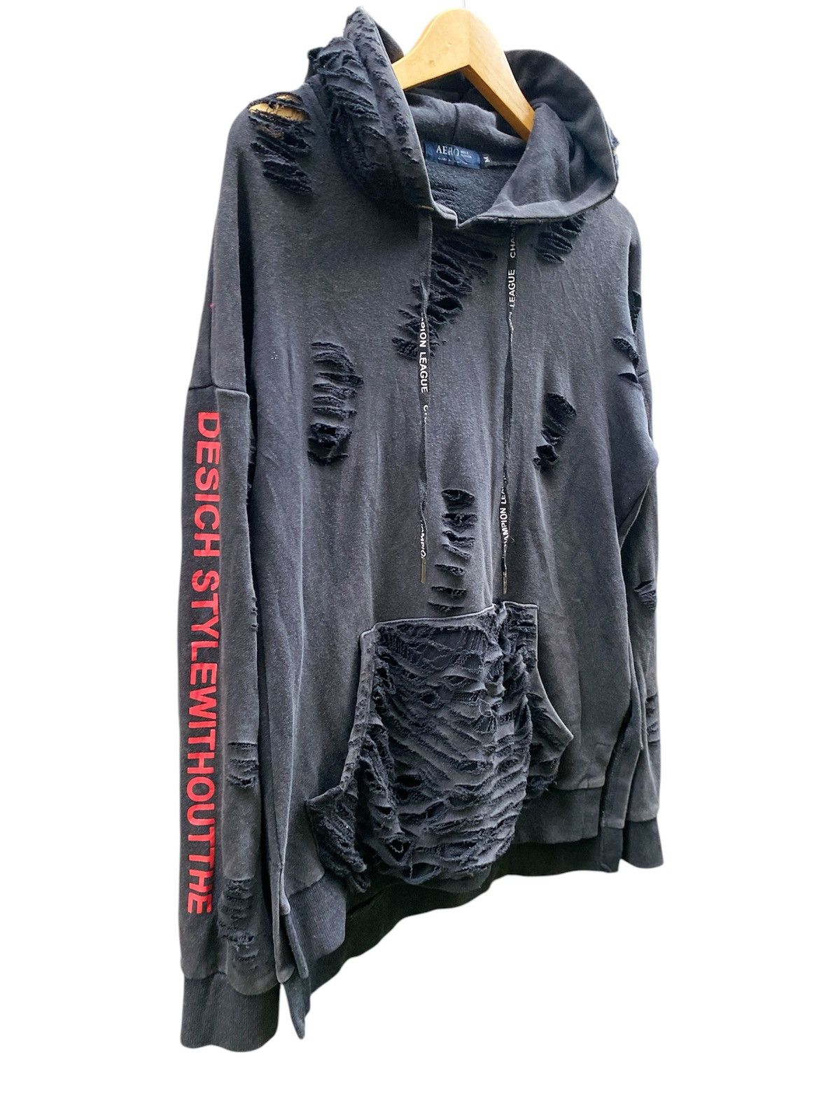 If Six Was Nine × Japanese Brand × Le Grande Bleu (L.G.B.) Aero Distressed ERD Style Trashed Hoodie Size US M / EU 48-50 / 2 - 2 Thumbnail