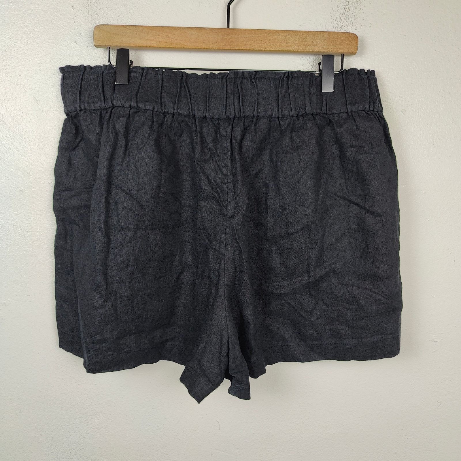 J.Crew J. Crew Pull On Linen Shorts Large Black Pockets Beachy Size 31" - 4 Thumbnail