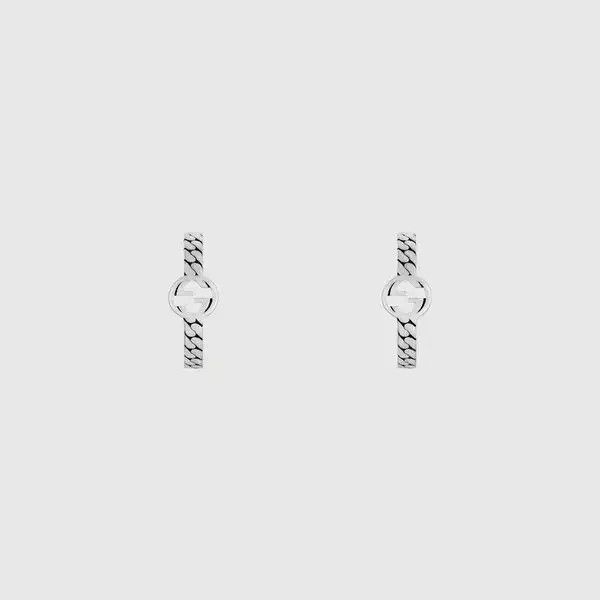 Gucci oc11z0126 Size: OS / Interlocking Hoop Earrings In Silver Size ONE SIZE - 1 Thumbnail