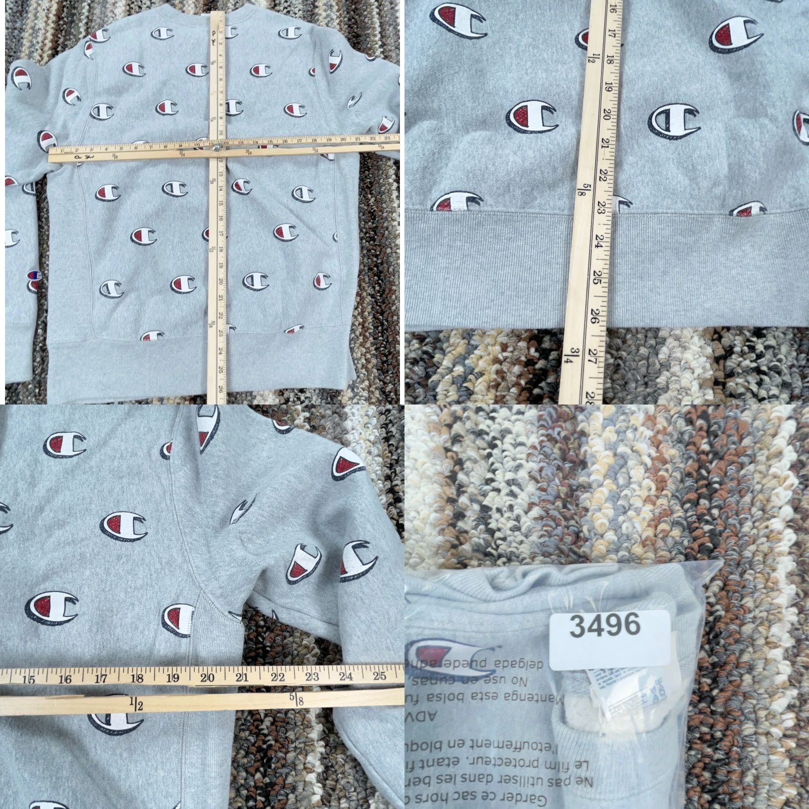 Champion Champion Sweatshirt Men Medium Gray Crew Neck Reverse Weave All Over Print AOP* Size US M / EU 48-50 / 2 - 8 Thumbnail