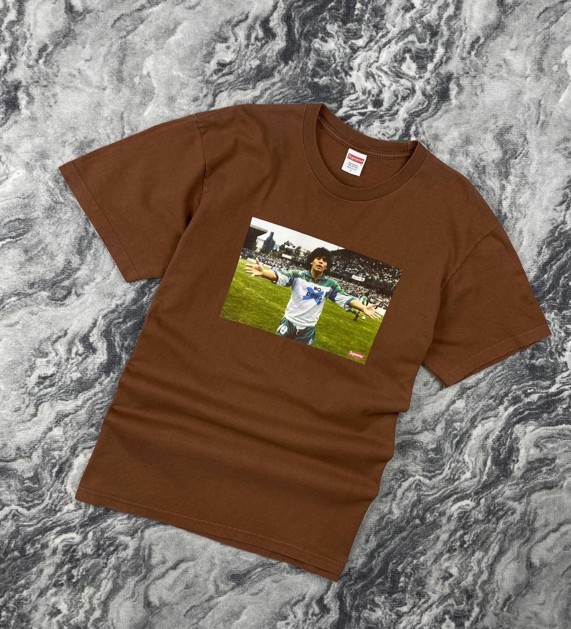 Supreme Maradona T Shirt Big Logo Men Size L Brown