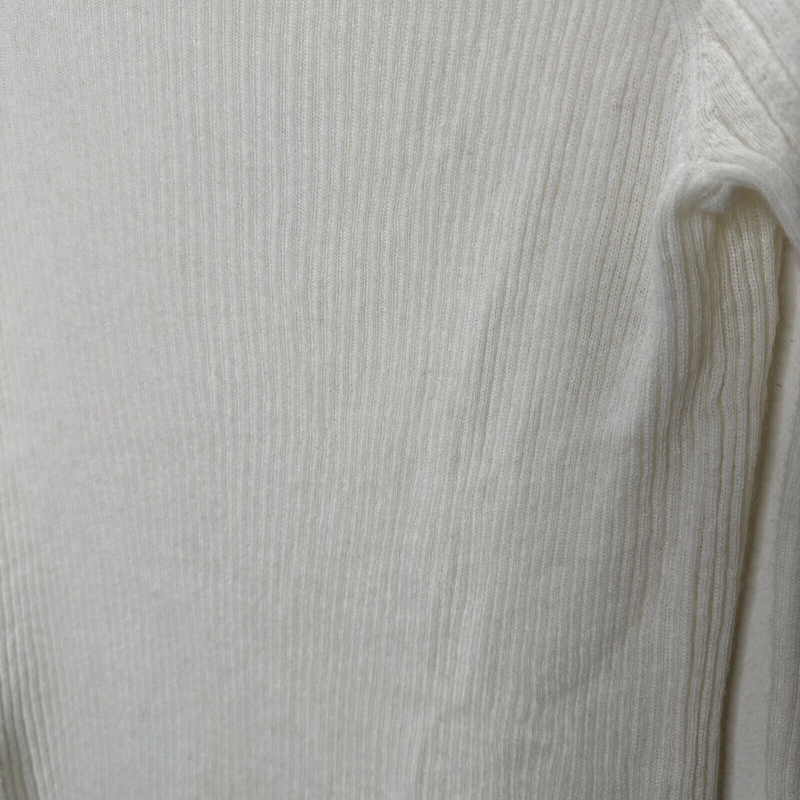Allsaints Allsaints Cream Ribbed Long Sleeve Round Neck Thin Sweater L Size L / US 10 / IT 46 - 8 Thumbnail