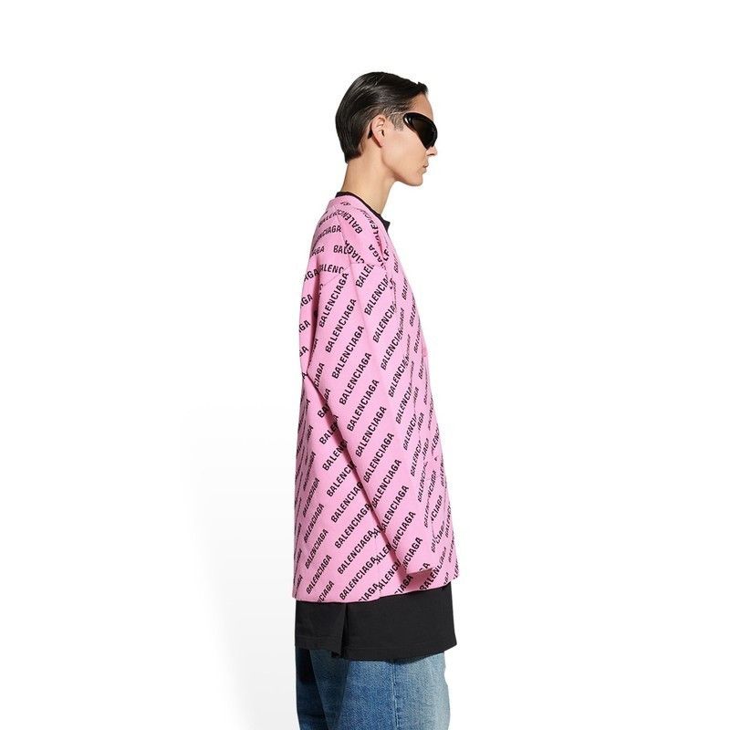 Balenciaga o1s1wg111124 Mini Allover Logo Cardigan in Pink/Black Size XS / US 0-2 / IT 36-38 - 5 Thumbnail