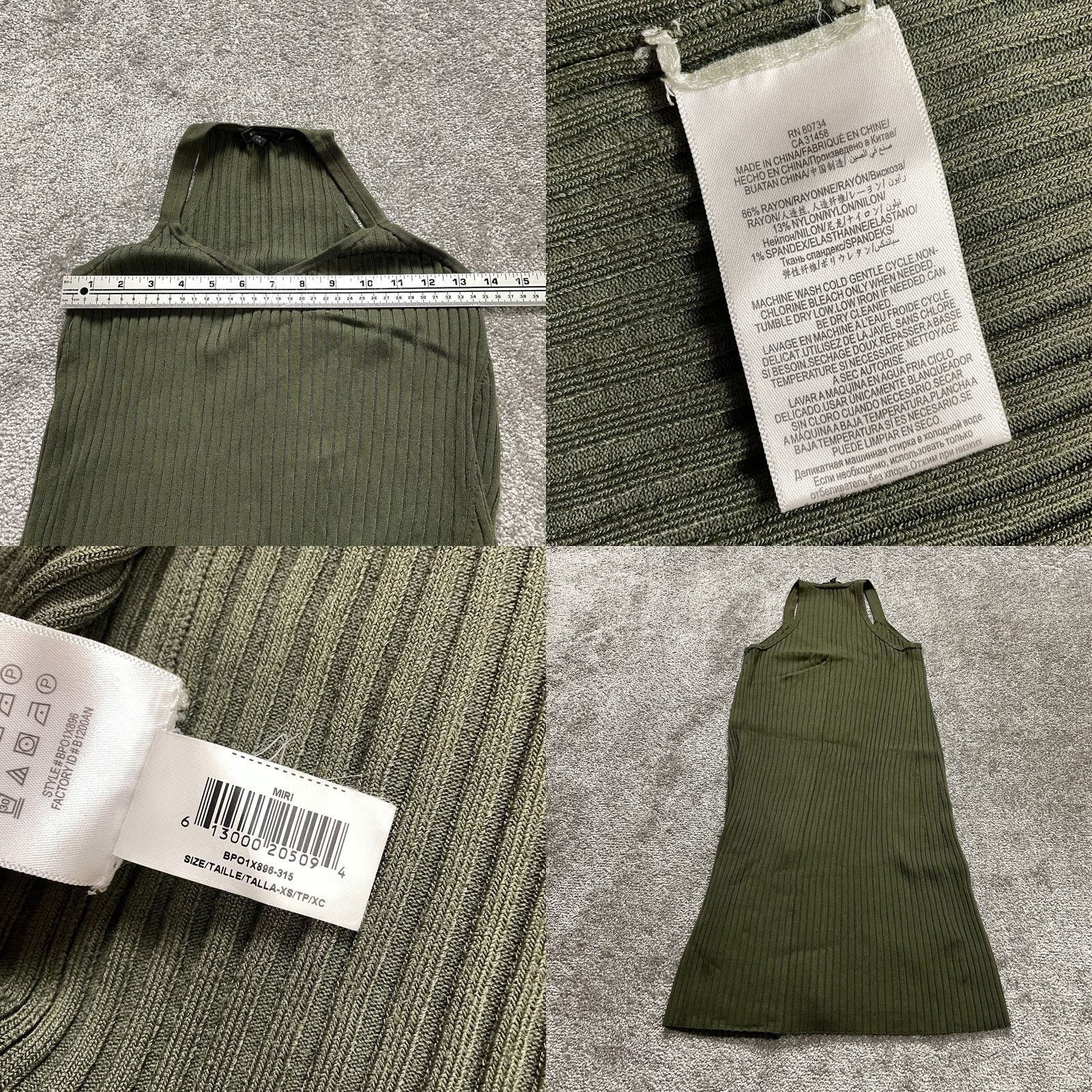 Bcbgmaxazria BCBGMAXAZRIA Green Ribbed Stretch Miri Dress womens XS Bodycon Shift Knee Size XS / US 0-2 / IT 36-38 - 8 Thumbnail