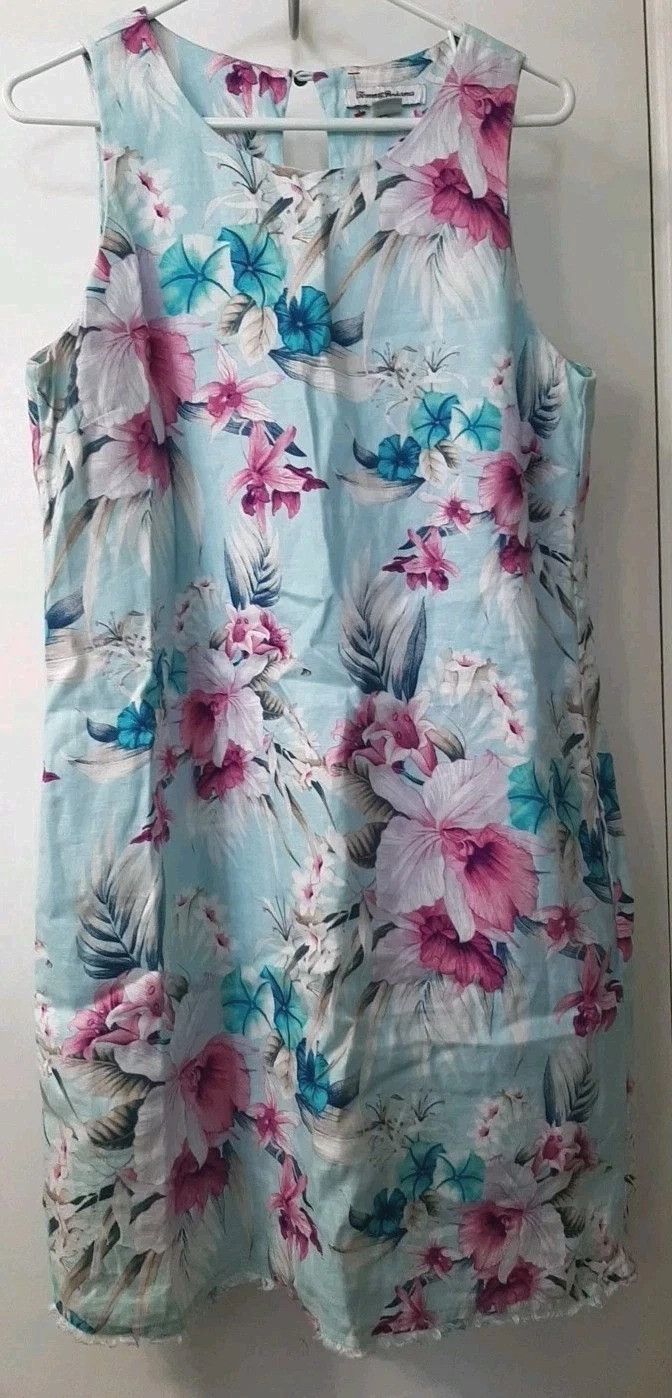 Tommy Bahama Tommy Bahama Lined Shift Dress 100% Linen Floral Motif Size M / US 6-8 / IT 42-44 - 1 Thumbnail