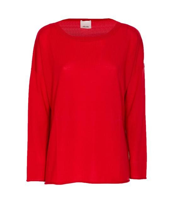 Allude ALLUDE Women Sweater 64013 465 Red Size L / US 10 / IT 46 - 1 Thumbnail
