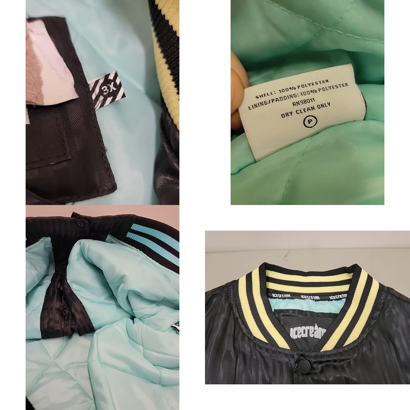 Vintage NWT ICECREAM All Day Bomber Jacket Black 3XL Mens Size US XXL / EU 58 / 5 - 8 Thumbnail