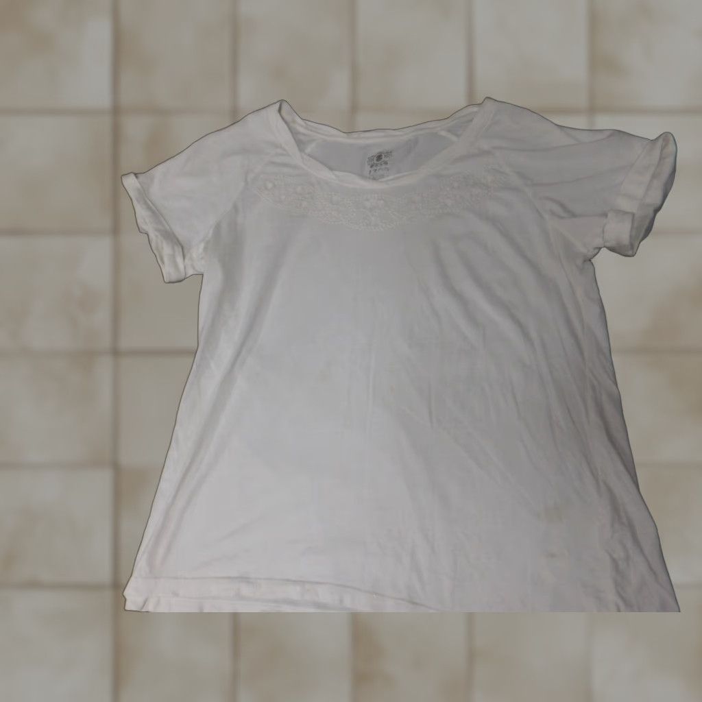 Izod IZOD Womens Blouse Large White Stretch Pullover Top Casual Shirt Cap Sleeve Front Ruffle Classic Regular Size L / US 10 / IT 46 - 1 Thumbnail