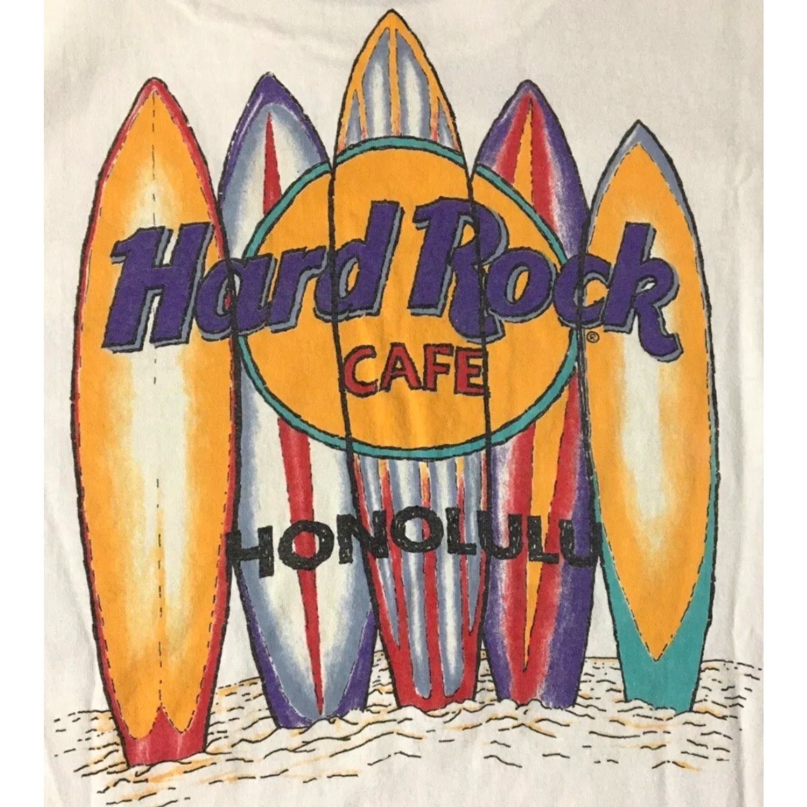 Vintage VINTAGE 90s Hard Rock Honolulu Shirt L White Surf Grunge Hawaii Beach Skate OP 80s USA Mens T-Shirt Short Sleeve Size US L / EU 52-54 / 3 - 3 Thumbnail