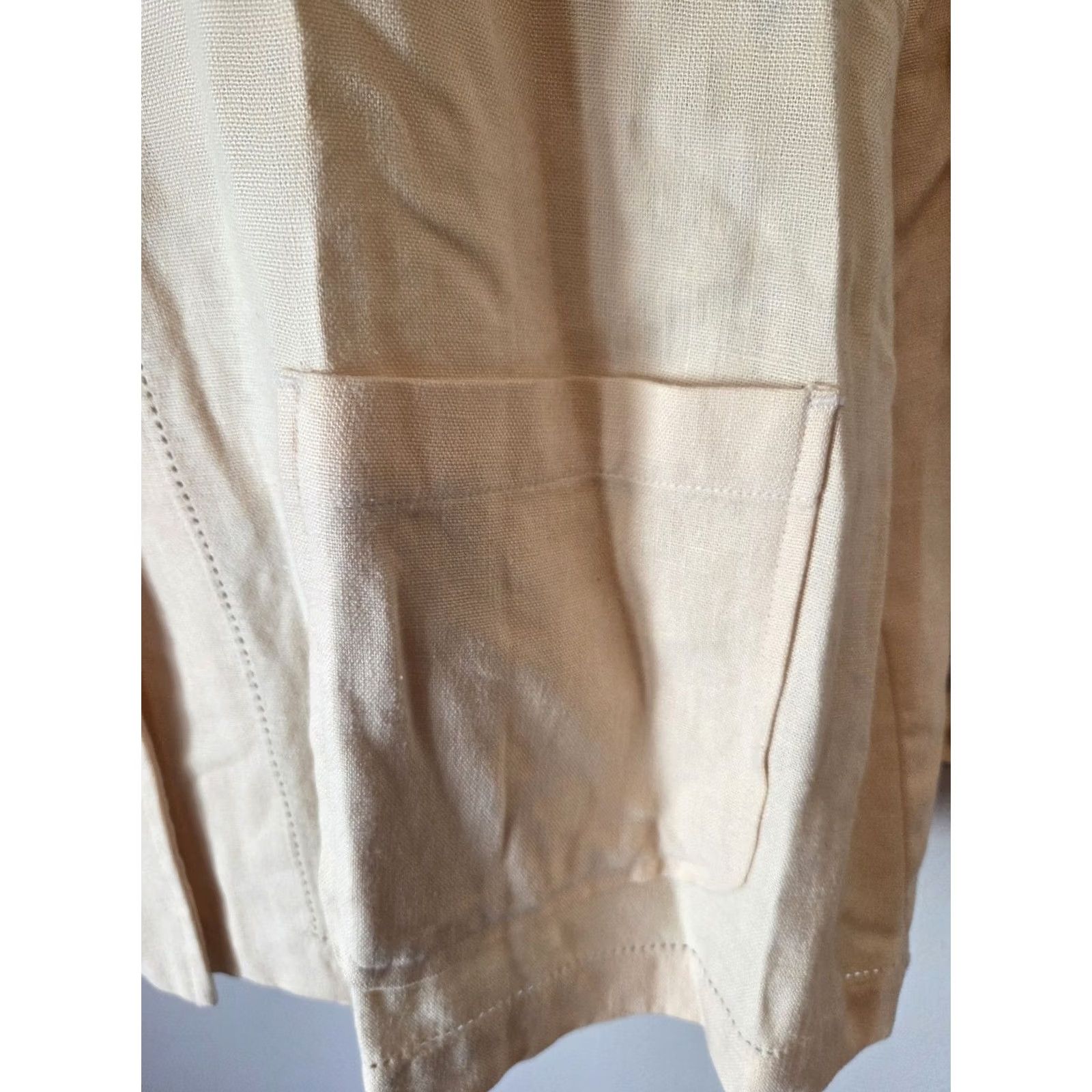 Talbots VINTAGE 90s Talbots Petites Beige Linen Blend Button Up Shirt Top PL Womens Size L / US 10 / IT 46 - 4 Thumbnail