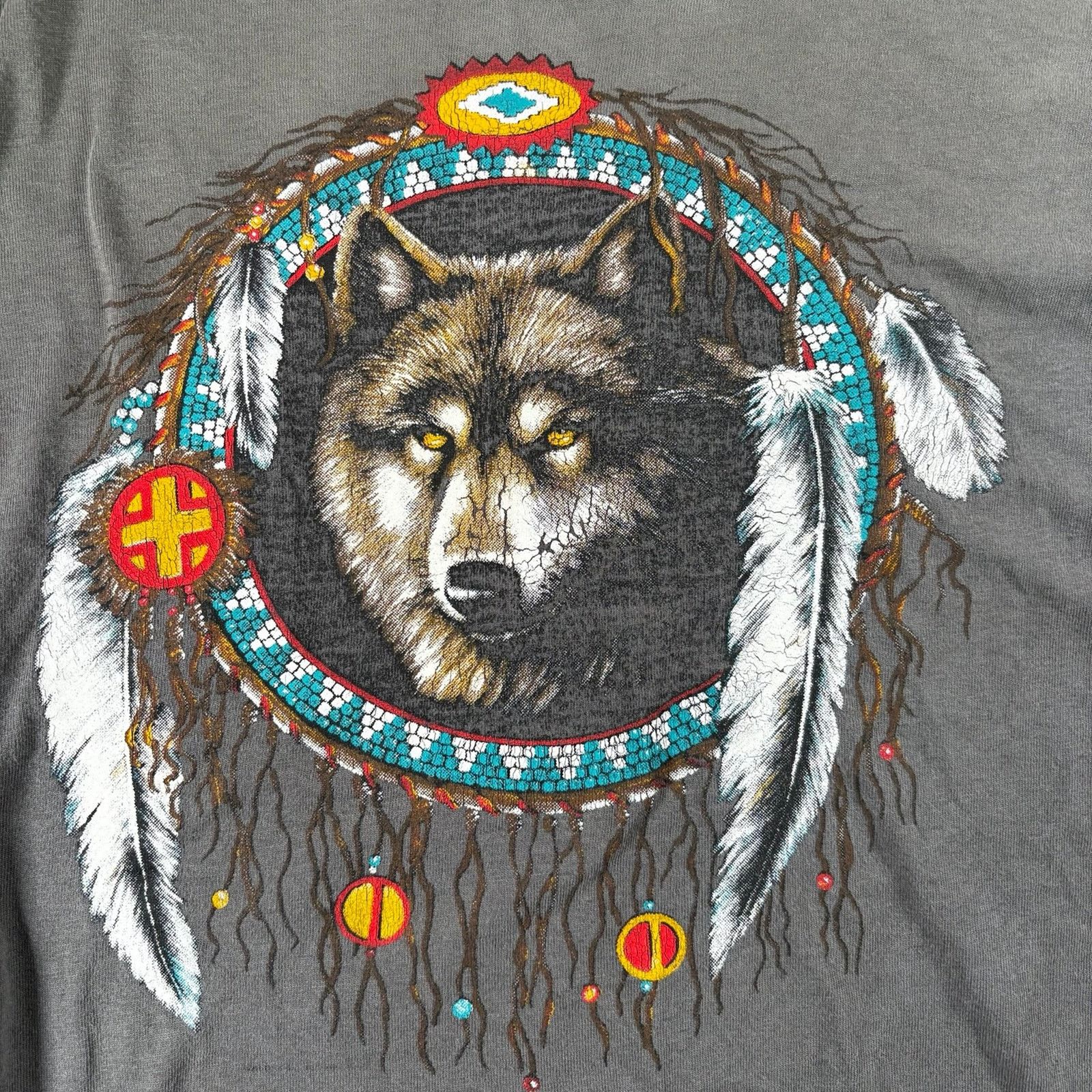 AAA Vintage 90s wolf dream catcher Native American long sleeve Size US XL / EU 56 / 4 - 5 Thumbnail