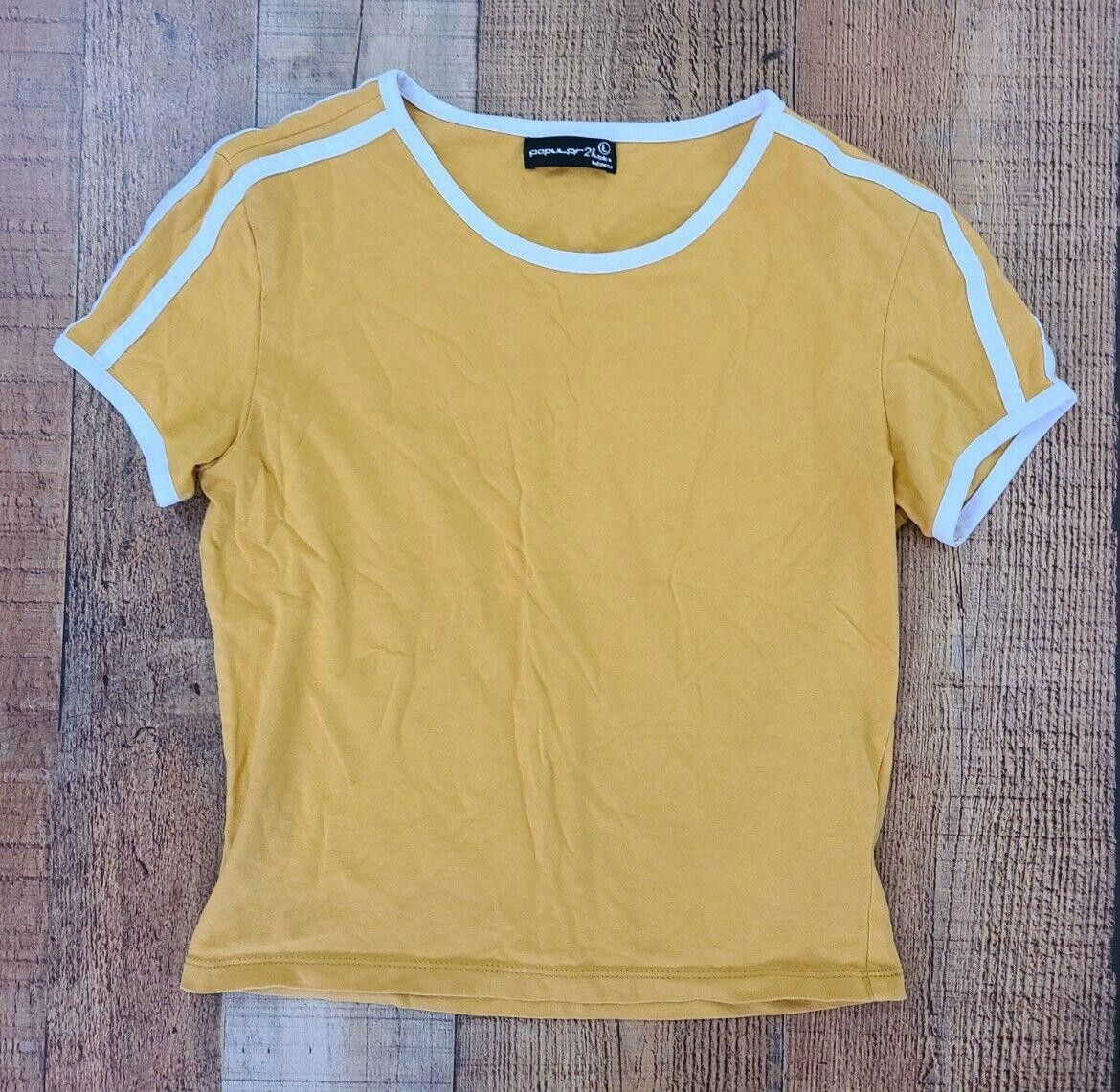 Designer Popular 21 Crop Top Large Mustard Yellow 90s Grunge Size L / US 10 / IT 46 - 1 Thumbnail
