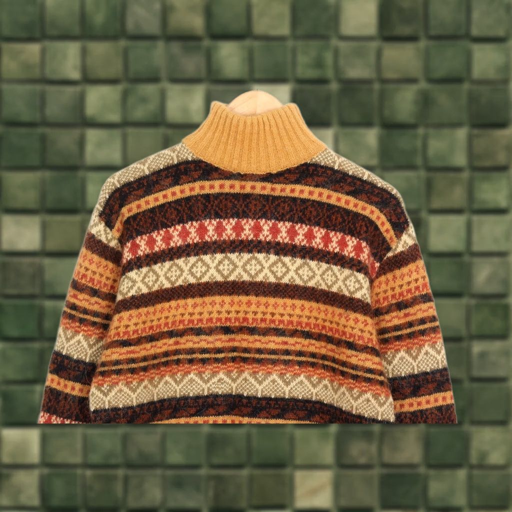 Vintage VINTAGE NAGPAL Jumper Sweater High Neck Wool Knit Aztec XL Womens Multicoloured 54 XL Pullover Chunky-Knit Casual Mens/Womens Size XL / US 12-14 / IT 48-50 - 1 Thumbnail