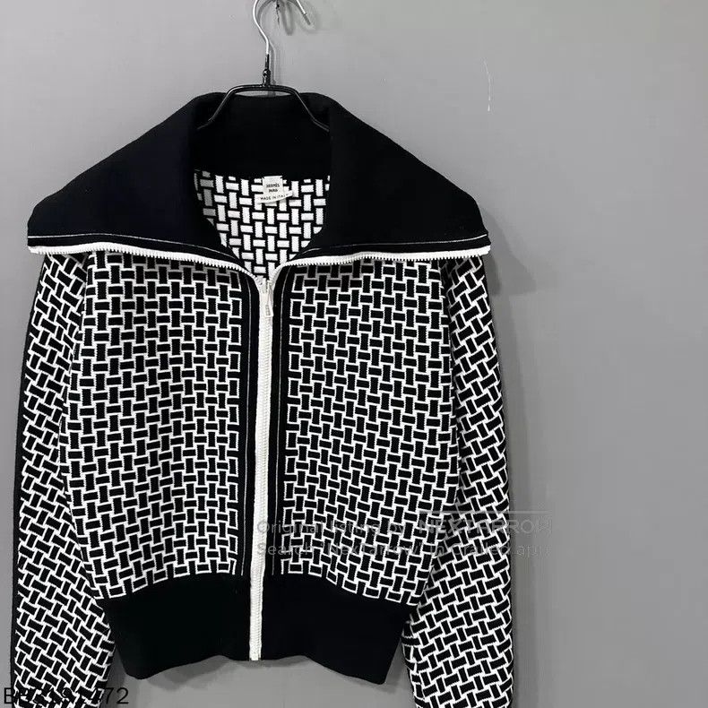 Hermes Hermes Black and White Printed Collar Zip-up Jacket Size XXS / US 00 / IT 34 - 6 Thumbnail