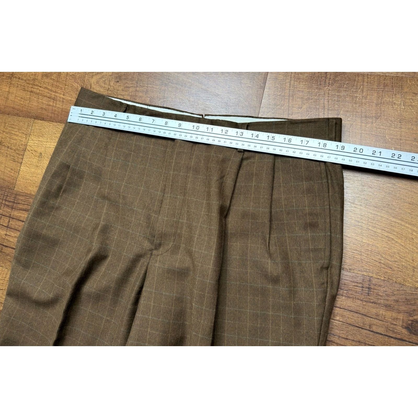 Vintage VINTAGE Corbin Wool trousers Windowpane Pants brown Pleated Cuffed 38X28 Men Dress Pants Wool Re… Size US 38 / EU 54 - 7 Thumbnail