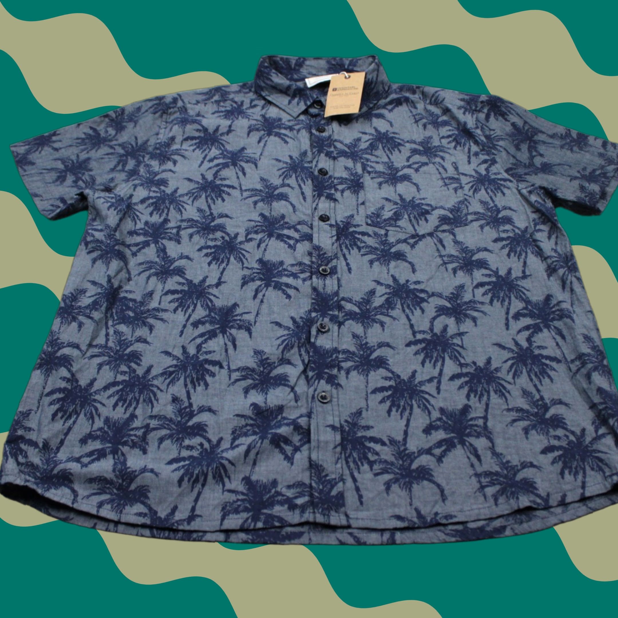 Vintage Mountain Warehouse Hawaiian Shirt NWT Mens XL Blue Tropical Floral S/S Cotton Button-Up Shirt Mens XL Blue Floral Hawaiin Tropical Printed Shirt Size US XL / EU 56 / 4 - 1 Thumbnail
