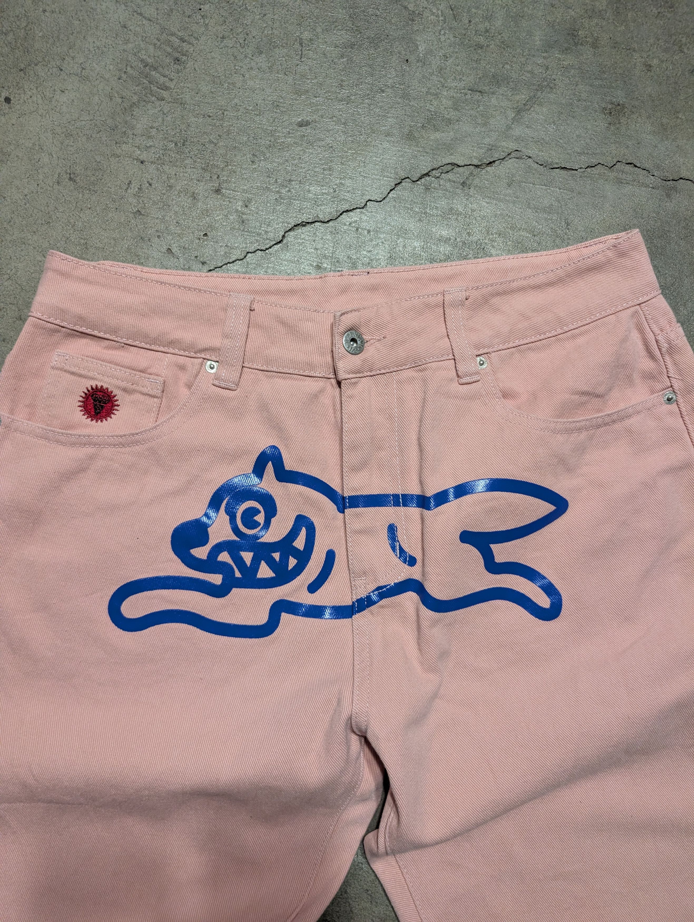 Billionaire Boys Club Pink Running Dog Embroidered Baggy Jeans EU Size US 35 - 3 Thumbnail