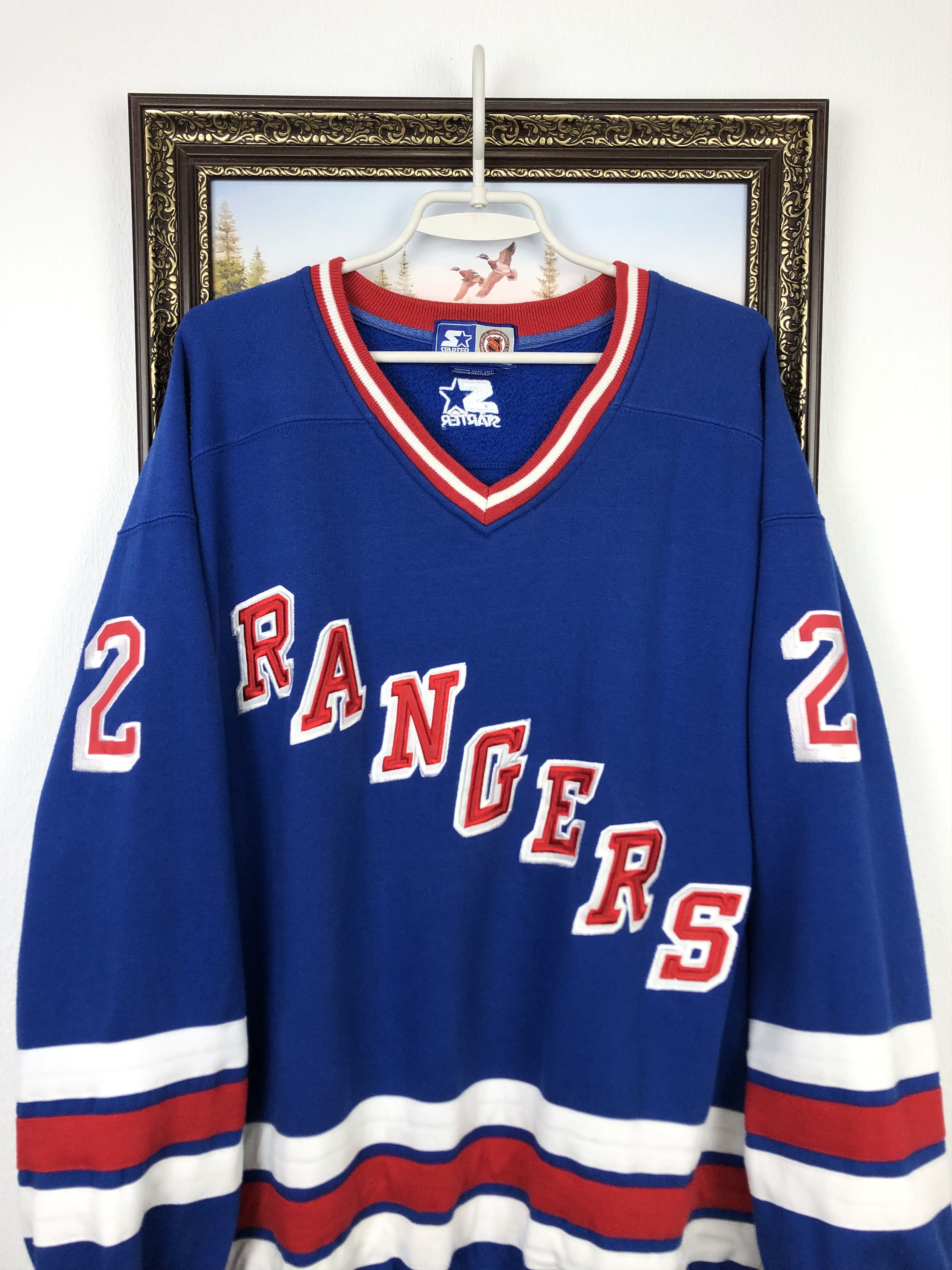 Starter Vintage Stanley Cup Brian Leetch New York Rangers Sweatshirt Size US XL / EU 56 / 4 - 5 Thumbnail