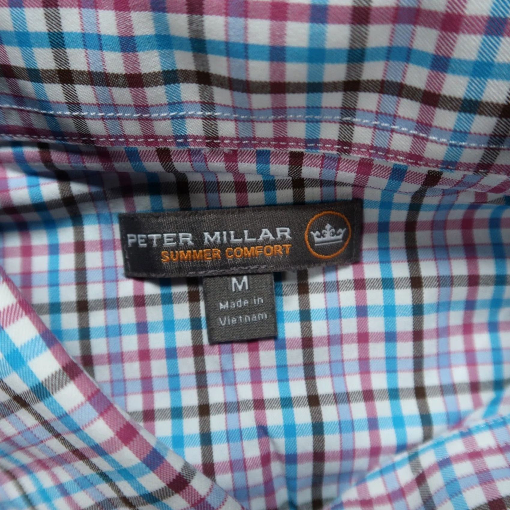 Peter Millar Peter Millar Shirt Men Medium White Check Button-Up Long Sleeve Breathable Lightweight Summer Comfort 42 in Chest Regular Fit Vintage No Size US M / EU 48-50 / 2 - 3 Thumbnail