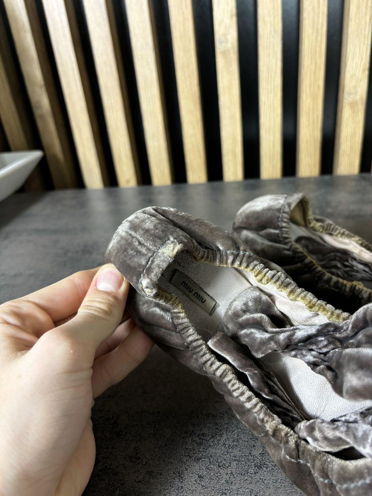 Miu Miu Miu Miu Satin Grey Ballet Flats Luxury Designer Size US 7 / IT 37 - 3 Thumbnail