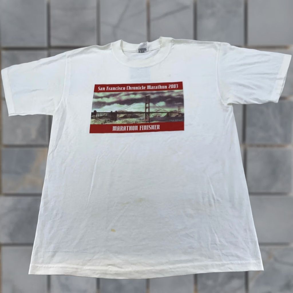 Vintage VINTAGE San Francisco Chronicle Marathon Shirt Mens M White California 2003 Tee Mens Size US M / EU 48-50 / 2 - 1 Thumbnail