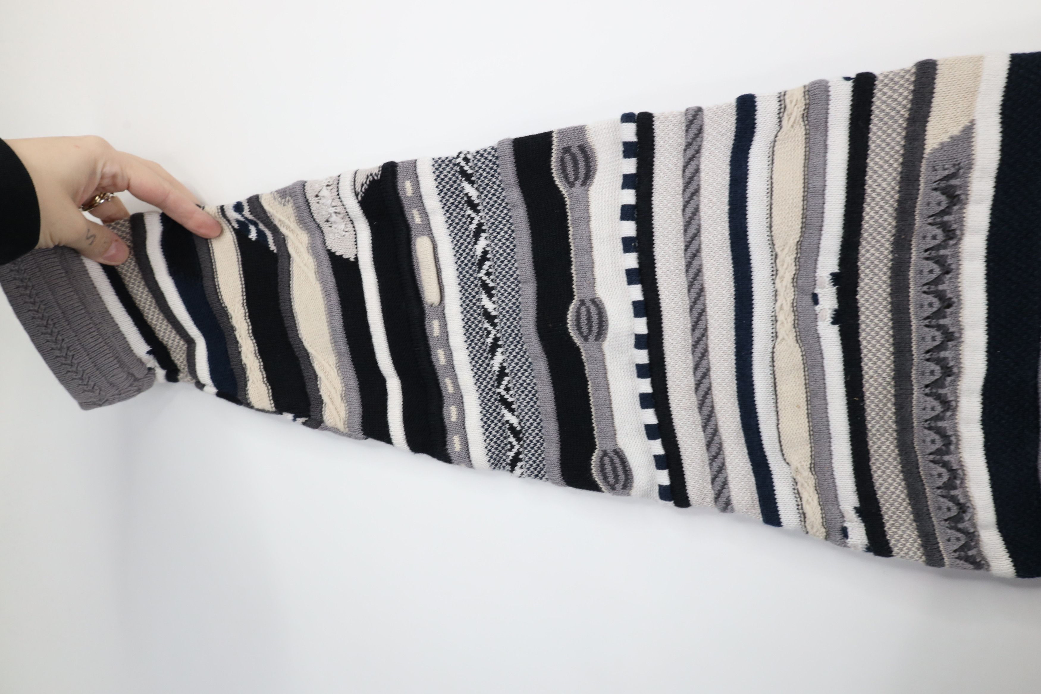 Vintage Vintage 90s Coogi Style Striped Chunky Knit Sweater Size US L / EU 52-54 / 3 - 4 Thumbnail