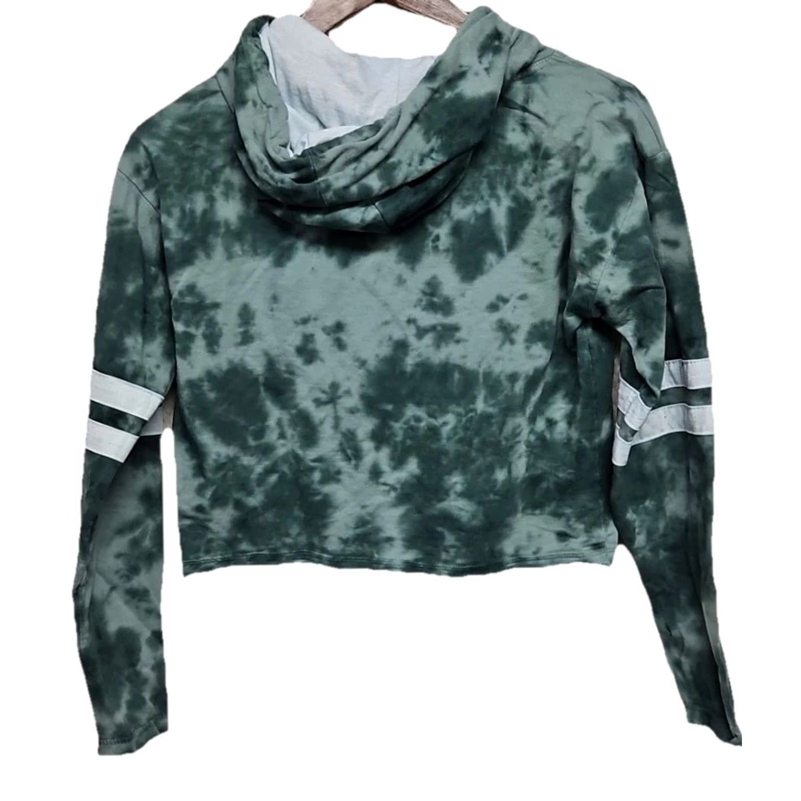 Vintage Y2K Exist Cropped Hoodie Medium Green Fairy Grunge Streetwear Acid Wash Destin Size M / US 6-8 / IT 42-44 - 4 Thumbnail