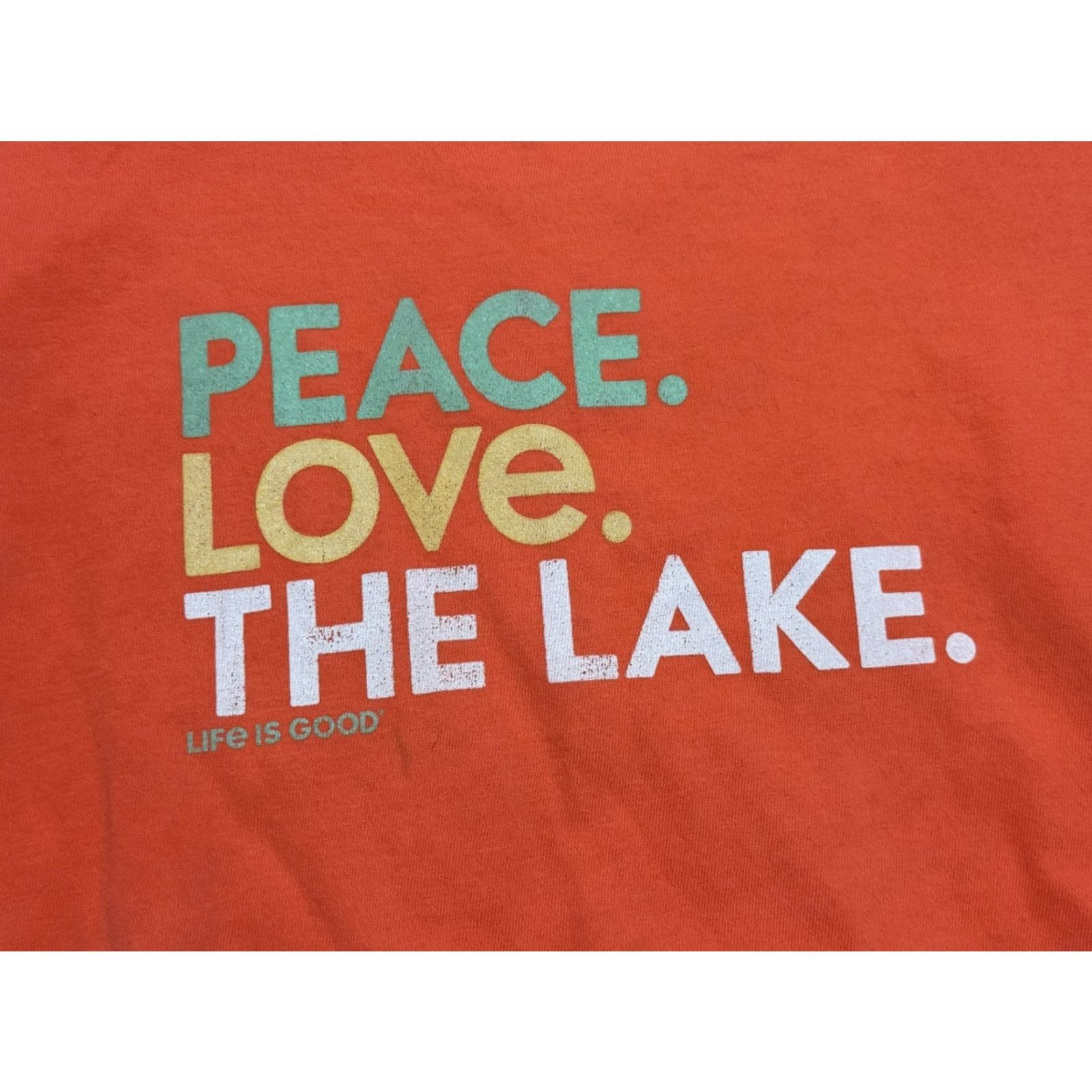 Life is Good Life is Good Shirt Womens XS Orange Green Yellow White PEACE. LOVE. THE LAKE. Shirt Women XS Multicolor Peace Logo Casual Size XS / US 0-2 / IT 36-38 - 5 Thumbnail