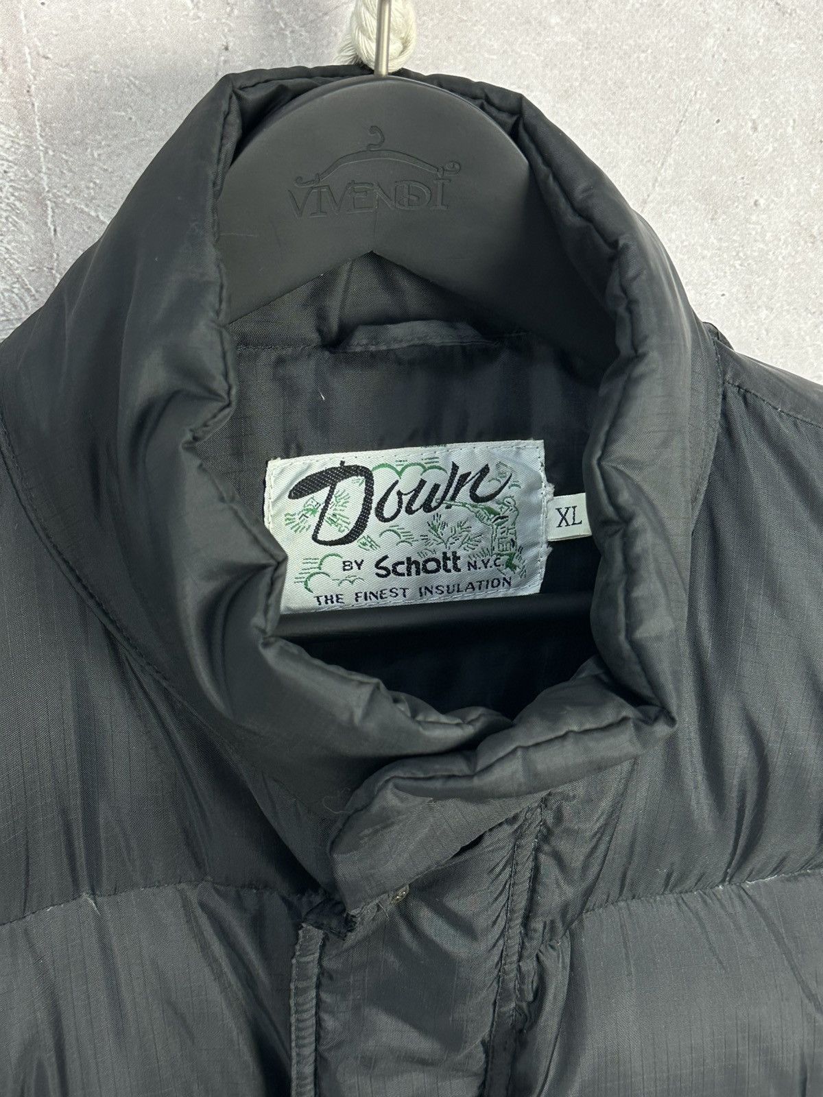 Schott × Vintage Vintage Schott Down Nylon Black Puffer Made in USA Jacket Size US XL / EU 56 / 4 - 5 Thumbnail