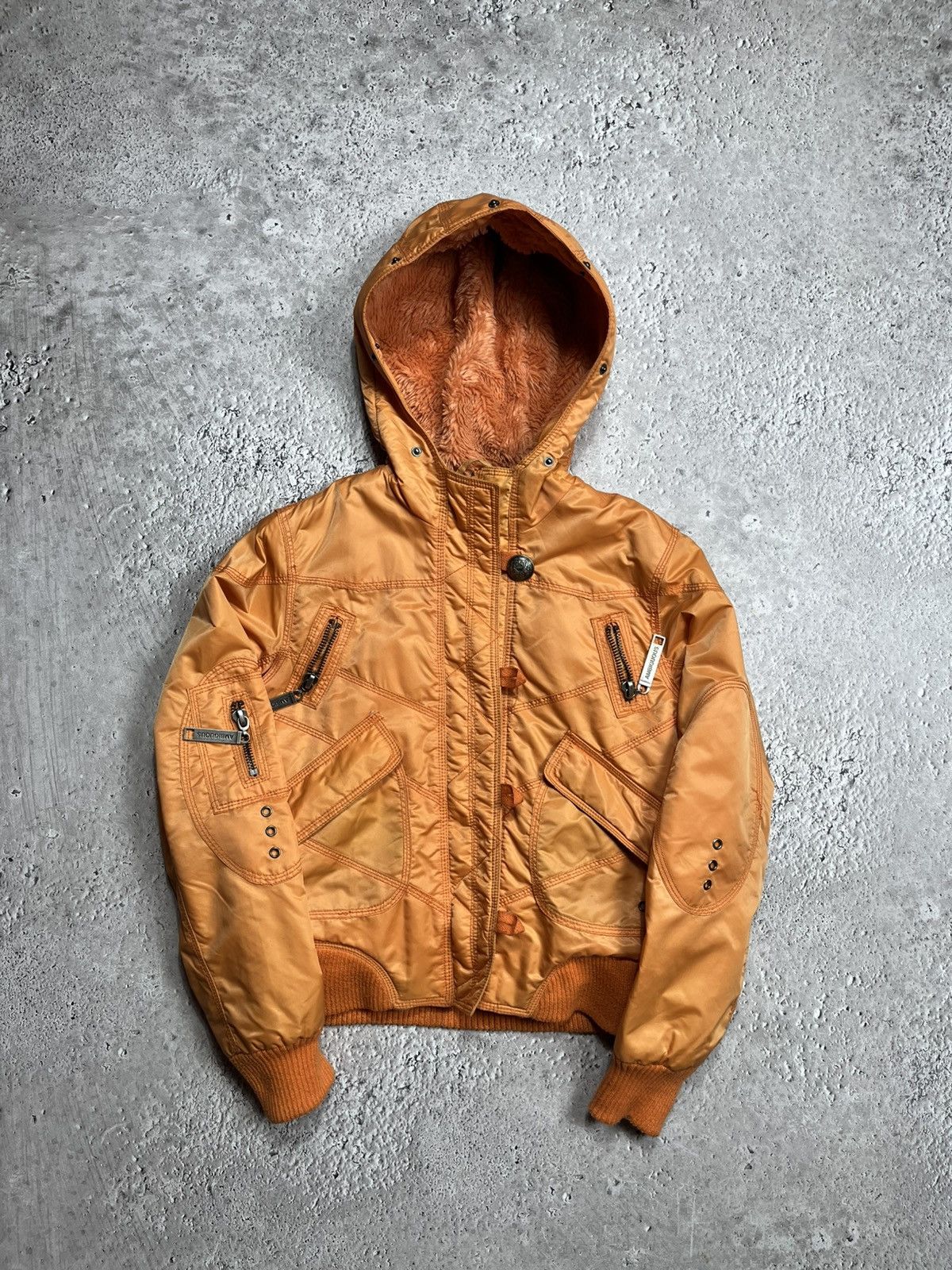 Other Women’s Cropped Bomber Jacket Faux Fur Lined Orange Size M Size M / US 6-8 / IT 42-44 - 1 Thumbnail