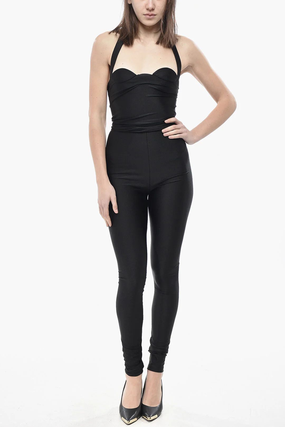 Saint Laurent Paris og1mm0326 Stretch-Fabric Jumpsuit in Black Size 24" / US 00 / IT 34 - 1 Thumbnail