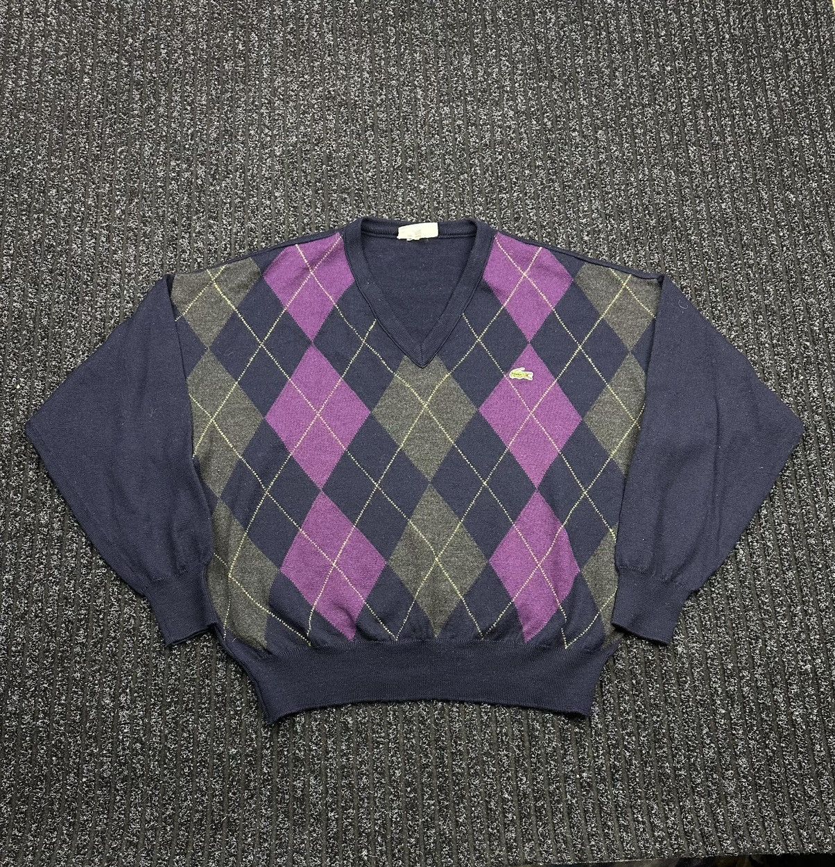 Lacoste Vintage Lacoste wool argyle v neck sweater Size US XXL / EU 58 / 5 - 1 Thumbnail