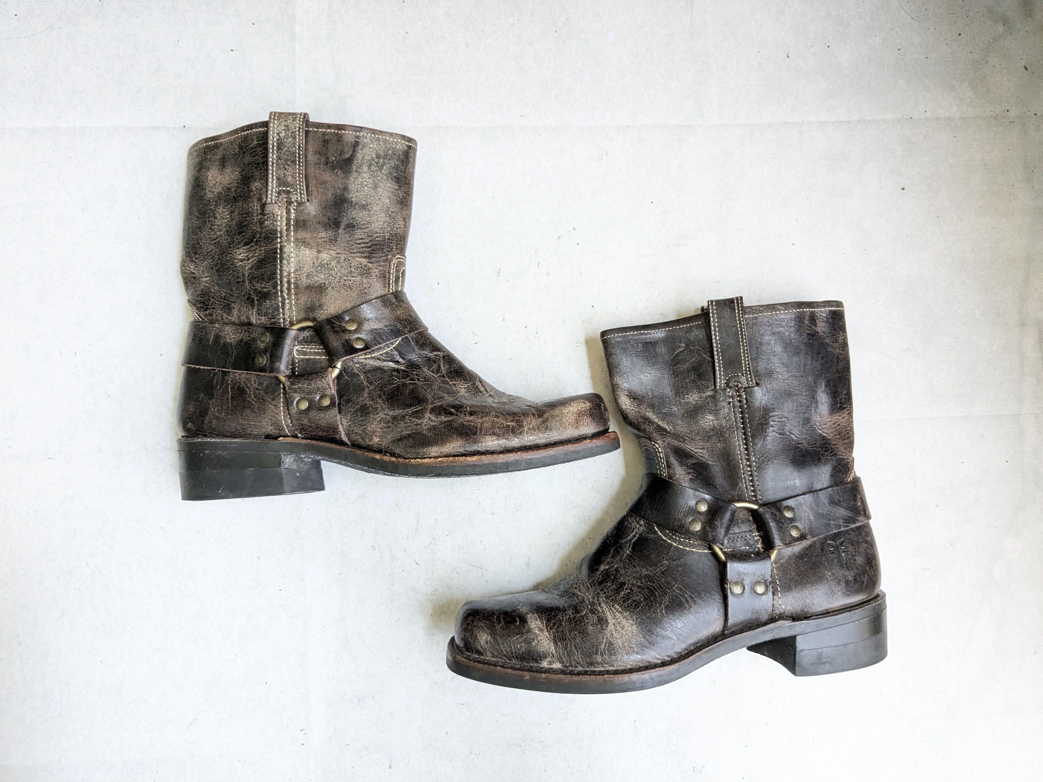 Frye Frye Harness Boots Brown Leather 12 M Leather Buckle Size US 12 / EU 45 - 1 Thumbnail