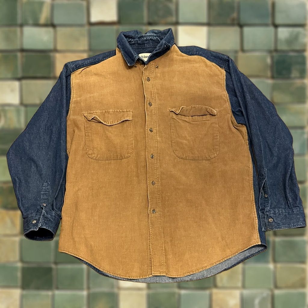 Vintage VINTAGE 90s St. John’s Bay Denim Corduroy Button Shirt Large Men Long Sleeve Brown Size US L / EU 52-54 / 3 - 1 Thumbnail