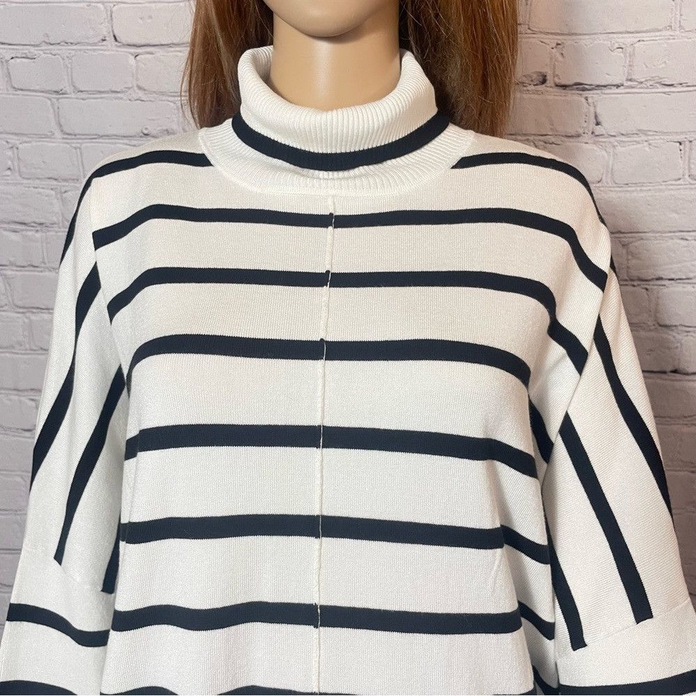 Adrianna Papell NWT New $89 Adrianna Papell White Black Stripe Turtleneck S Size XL / US 12-14 / IT 48-50 - 8 Thumbnail