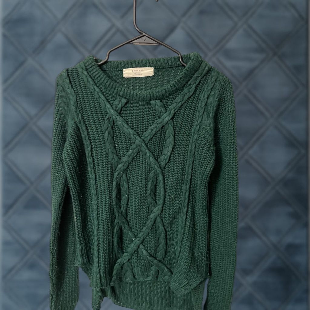 Zara Zara Women's Heavyweight Knit Crew Neck Sweater Size Medium Green Casual Pullover Size M / US 6-8 / IT 42-44 - 1 Thumbnail