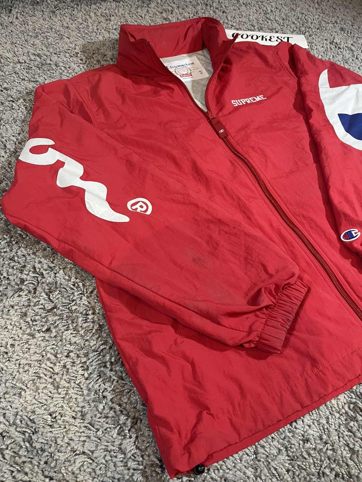 Champion × Supreme 2018SS Supreme Champion Track Hooded Jacket Red Size US M / EU 48-50 / 2 - 4 Thumbnail