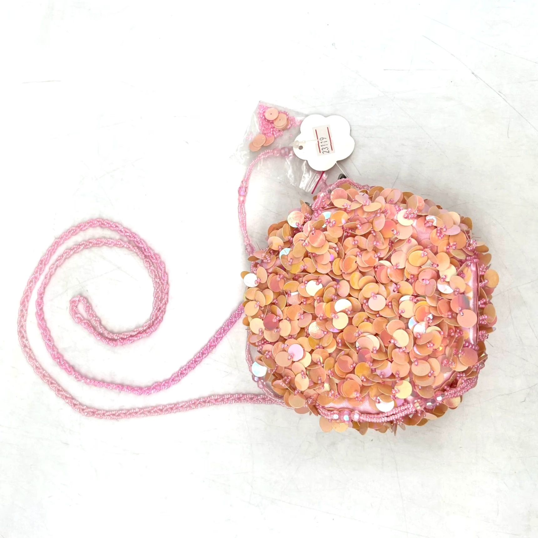 Pinko PINK BEADED AND SEQUINED EVENING PURSE Beaded handles Zip Open New 5X5X2 Size ONE SIZE - 2 Thumbnail