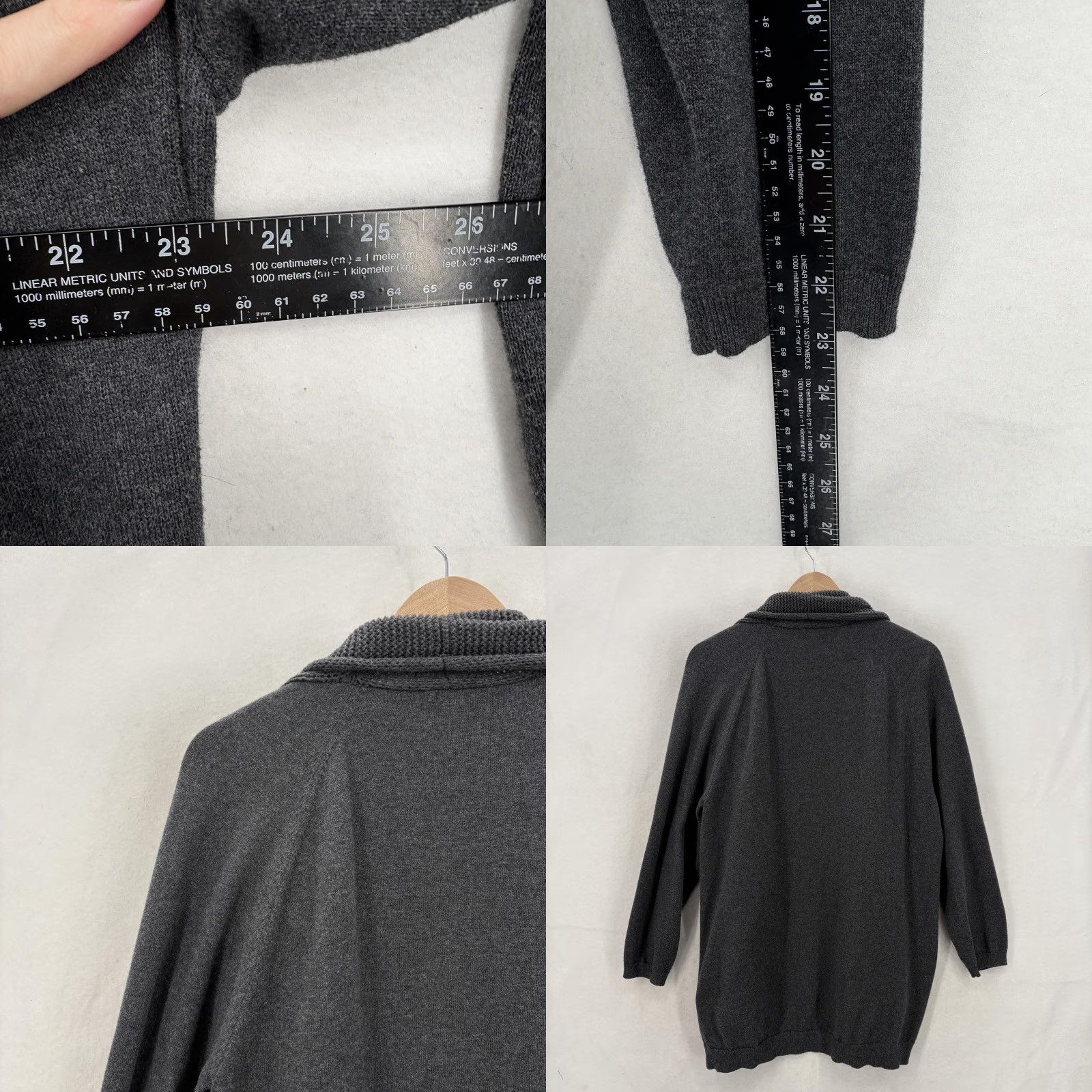 Carbon2Cobalt Carbon2cobalt Intertwine Cardigan Sweater Womens Medium Gray Cotton Cashmere Size M / US 6-8 / IT 42-44 - 8 Thumbnail